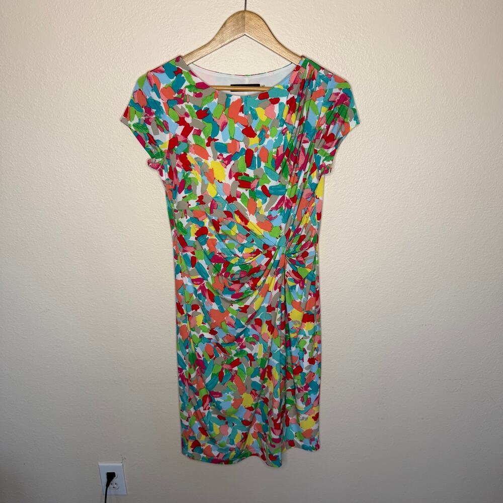 Ellen Tracy Multicolor Fitted Wrap Dress Size 6
